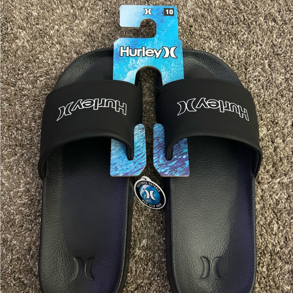 Hurley Black Slide Sandals Size 10